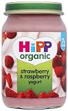 HiPP Organic Stage 2 From 7 Months Strawberry and Raspberry Yogurt 6 x 160 g (Pack of 2, Total 12 Pots)