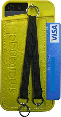 New Iphone 5/5s Pu-leather Wallet Case with Duo Neck & Hand Straps + Credit Card Holder - YELLOW