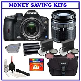 Olympus Evolt E520 10MP Digital SLR Camera with Image Stabilization w/ 14-42mm f/3.5-5.6 Zuiko Lens (262086) and Olympus Zuiko 40-150mm f/4.0-5.6 Digital Zoom Lens (261056) + Olympus E-System Travel D-SLR Gadget Bag (260248) + Willoughby’s 8GB CF Travelers Kit