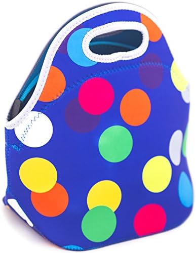 SORELLA Colorful Dots Lunch Bag Insulated Neoprene Design | Zipper Top &amp; Flat Bottom With Ergonomic Handle | Reusable Lunch Tote Thermos For Adults &amp; Kids | Snacks, Fruit, Food &amp; Drinks