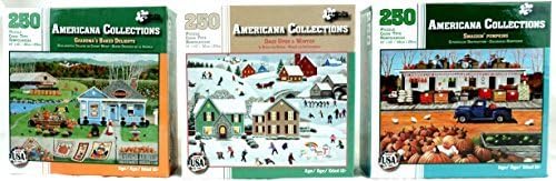 Americana Collections - 250 Piece Jigsaw Puzzle - 3-Pack - Grandma's Baked Delights - Once Upon A Winter - Smashin' Pumpkins - 14 Inches By 10 Inches Puzzles