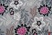0,5 m * 1,4 m STOFF Blume grau JACQUARD schwarz pink Bl&uuml;te STOFFE Vorhang Vorhangsstoff Verdunklungsstoff Polsterstoff Polster M&ouml;bel M&ouml;belbezugsstoff Deko Dekostoff Blumen