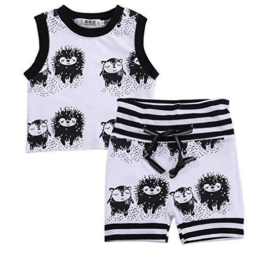 New Toddler Baby Girl Boy Clothes Vest Tops T-shirt+Shorts Outfits Set