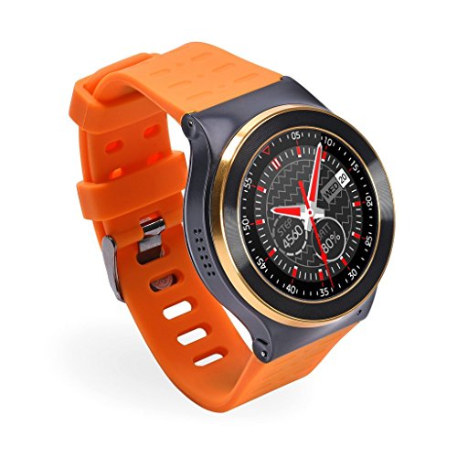 YIDA SW309 Quad Core Smart Watch Phone with Nano SIM Card Android5.1 WCDMA 3G WIFI Full Round Touch Screen Bluetooth 4.0 Pedometer Heart Rate Hands Free Call (Orange)