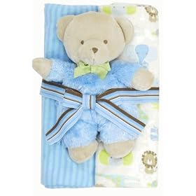 Carter's 2 Blankets and Plush Bear - Blue