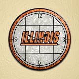 Illinois Fighting Illini 12in Art Glass Clock NCAA College Athletics Fan Shop Sports Team Merchandise
