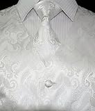 IMAGE OF TheDapperTie Silk Vest Set:White Paisley 75HVS(Size: L)