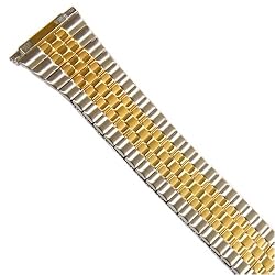 Watch Band Expansion Metal Stretch Two Tone Silver-Gold fits 16mm to 20mm