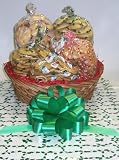 Gourmet Food : Scott's Cakes Large Nut Lovers Cookie Basket with no Handle Holly Wrapping