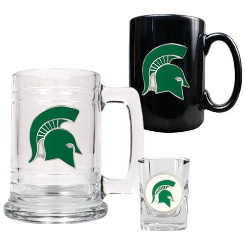 Michigan State Spartans NCAA 15oz Tankard, 15oz Ceramic Mug & 2oz Shot Glass Set - Primary Logo