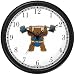 Cartoon Weight Lifting Grizzly Bear or Brown Bear Animal Wall Clock by WatchBuddy Timepieces (White Frame)