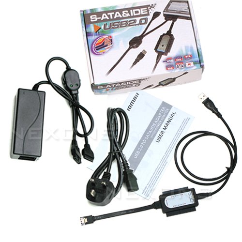 USB 2.0 to IDE SATA Adaptor Cable with Power Adaptor