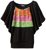 Amy Byer Girls 7-16 Butterfly Sequin Trim Top