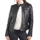 Cruzer Women's Quilted Lambskin Leather Motorcycle Jacket - Misses & Petite