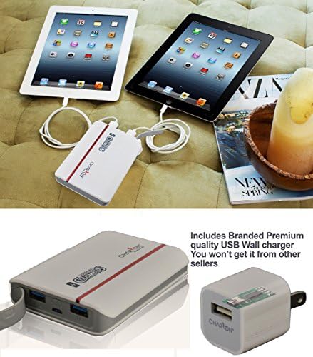 Portable EXTERNAL BACK-UP battery HIGH PERFORMANCE 9000 mah SAMSUNG CELL BUILT-IN for most smartphones iPhones 4,4s, 5, 5s, 5c, 6, 6+, Samsung,Nokia, LG, Motorola, iPad, tablets, Samsung Notes . Includes Micro cable and Power Block for recharging. (Soft white color)