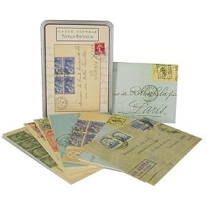 Ephemera Vintage Letters Cavallini Carte Postale tin of 18 assorted postcards (all different)