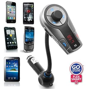 GOgroove FlexSMART X2 ADVANCED Wireless In-Car Bluetooth FM Transmitter with Charging, Music Control and Hands-Free Calling Capability for ANDROID Phones, iPhone, iPad, Blackberry, Windows Smartphones, Samsung Galaxy Tab P1000 and Archos Tablets