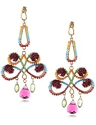 Azaara Pink Pom Pom Drop Earrings