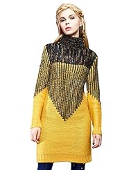 Sweater Turtleneck Knit Colorblocking Winter  Dress