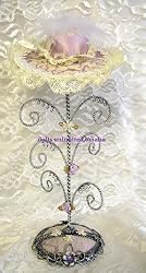 Victorian Lady Hat with Feathers Jewelry Holder Purple