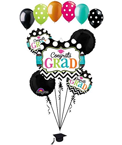 11 pc Dream Big Graduation Congratulations Grad Balloon Bouquet Congrats Chevron