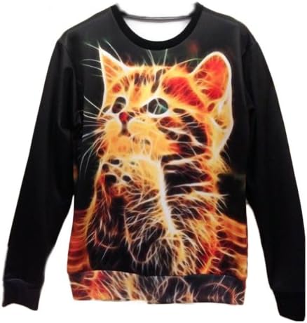 Unisex Sweatshirts 3D Funny Plutus Cat Hoodies Galaxy Pullover T shirts (M)