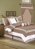 7Pcs Full Hotel Cotton Block Duvet Cover Set Taupe
