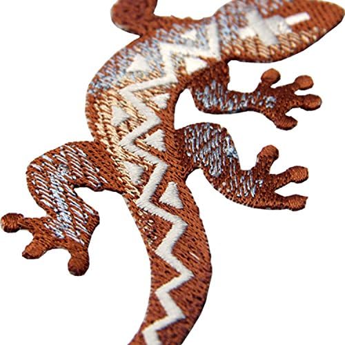 Embird Lizard Southwestern Silhouette Embroidered Iron On / Sew On Patch