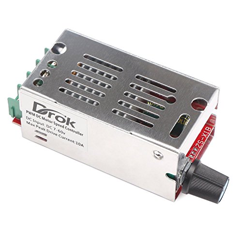 DROK Motor Speed Control Driver Board for Brush Motor 10V-60V 10A 420W PWM Controller DC 12V 24V 36V 48V Regulator Cooling Fans Dimmer Governor Pulse Width Modulator LED Indicator Switch Function