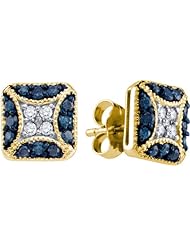 10K Yellow Gold 0.50CT Blue Diamond Fashion Earrings
