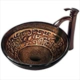 IMAGE OF Vigo Industries VGT150 Golden Greek Faucet Bathroom Vessel Sink, Bronze