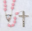 Baptismal Rosary - Baptismal - 3mm Pink Beads - 15" Chain - MADE IN ITALY - Gift Box Included