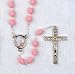 Baptismal Rosary - Baptismal - 3mm Pink Beads - 15" Chain - MADE IN ITALY - Gift Box Included