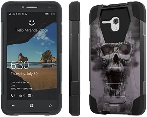 Alcatel One Touch Fierce XLCase, [NakedShield] [Black/Black] Armor Tough Shock Proof Kickstand Case - [Grey Skull] for Alcatel One Touch Fierce XL