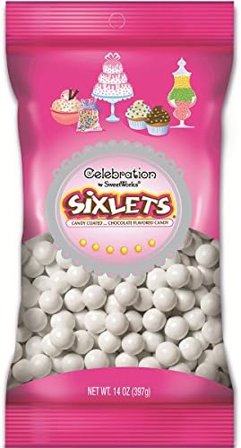 Sweetworks Celebrations Candy Sixlets Bag, 14 oz, White