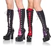 5 Inch Sexy Evening Boot Stack Heel w/ 1 1/2 Inch Platform Boots Black Patent With 4 Interchangeable Tongues