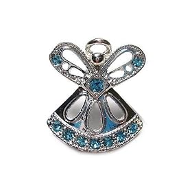 Angel Tac Birthstone Pin for March, Aquamarine, with Inspirational Sentiment by 