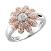 Jewelry : 14k Two-Tone Gold Flower White and Pink Diamond Ring / Band, Size 6.75 - 0.42 carat