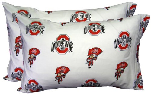 Ohio State University Buckeyes Set of 2 Cotton Pillowcase Covers
