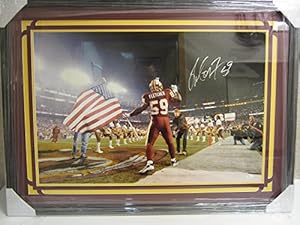 LONDON FLETCHER W/FLAG REDSKINS AUTOGRAPHED SIGNED FRAMED PHOTO JSA CERTIFIED