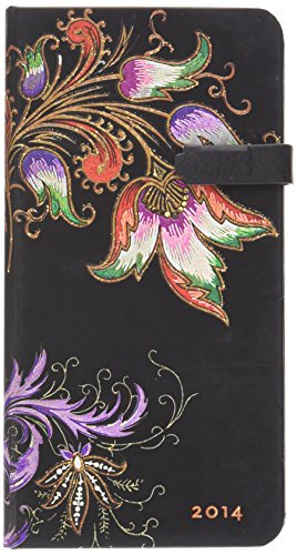 Floral Cascade Ebony - 2014 Paperblanks Weekly Planner (Slim 3.5 x 7 Horizontal)