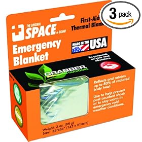 Grabber Outdoors The Original Space Brand Emergency Survival Blanket, Silver (Pack of 3) by Grabber Outdoors