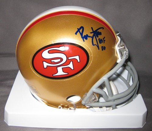 Ronnie Lott San Francisco 49ers NFL Hand Signed Mini Football Helmet with HOF 00 Inscription