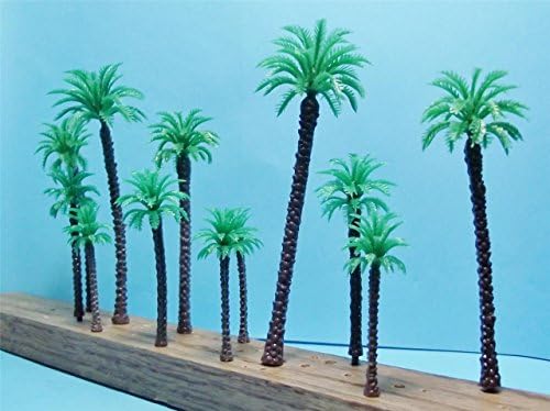 12 PIECE ASSORTMENT OF MODEL COCONUT PALM TREES ^^ ^ 4 SIZESMULTI SCALE USE