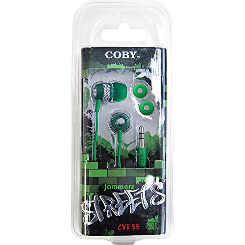 Coby CVE55 jammerz Streets Urban Style Isolation Stereo Earphones, Green