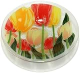 Peggy Karr 11-Inch Glass Painted Tulips Bowl