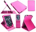 EMARTBUY AMAZON KINDLE 4 TOUCH 2011 WI-FI 6 INCH E INK DISPLAY LUXURY MULTIFUNCTIONAL / MULTI ANGLE FOLIO / COVER / STAND CASE IN NEON PINK