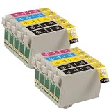 10x Compatible Printer Ink Cartridges for Stylus SX115 - 2 Full Sets + 2 Extra Black Ink Cartridges Latest Chip Version, Double Capacity Inks, In Stock, 100% Guaranteed