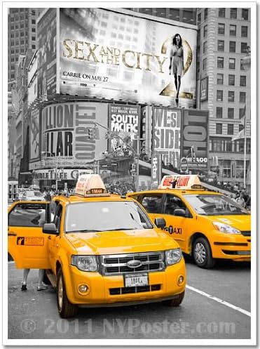 Yellow Cabs on Times Square III, New York - 20 x 27 inch Art Giclee Photo Print Poster By Igor Maloratsky