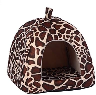 Sunlilee Polka Dots Strawberry Pet Cat Dog House Kennel Kitten Bed Nest Warm Plush Mat (Leopard,Small)